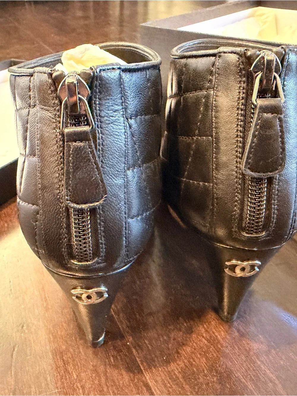 Chanel Lambskin Short Boots Size 6.5 $1325 MSRP